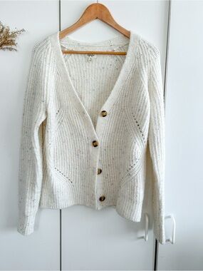 Style & Co White Sprinkle V-Neck Button Cardigan Sweater • Sz PS